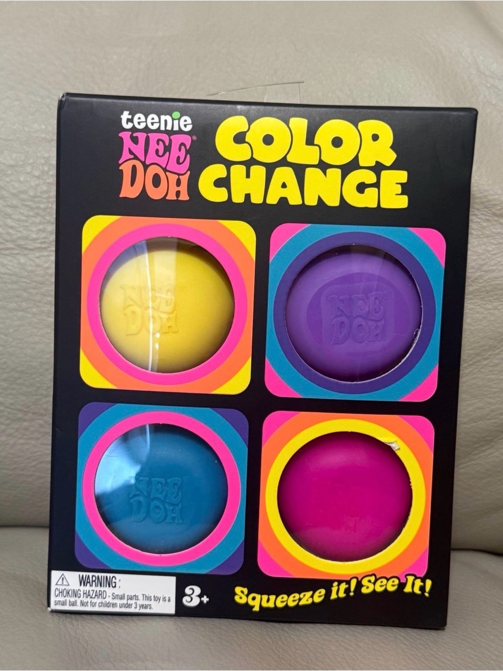New Teenie Needoh Color Change 4 Pack Authentic Squishy Yellow Pink Blue Purple